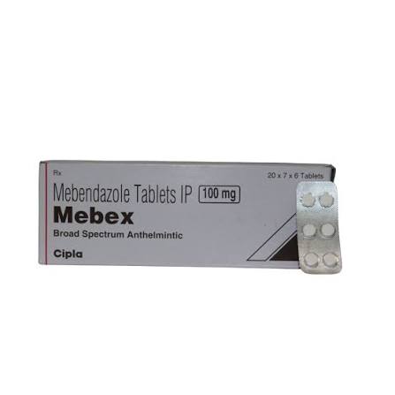 Mebex 100mg (Mebendazole) 100 tablets