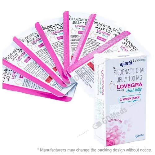 LOVEGRA ORAL JELLY 100mg (3 pack ) each of 7 sachets